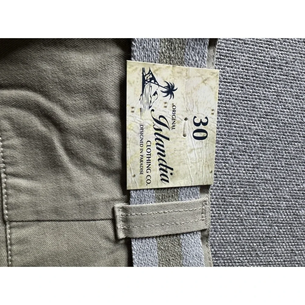 Original Islandia Sport Men's Khaki Belted Chino Shorts 30 Cotton, Preppy, USA